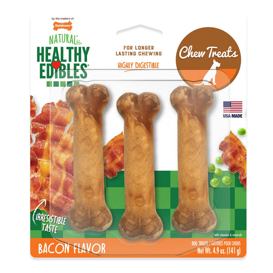 Healthy Edibles Longer Lasting Bacon Treats Regular 3 count Nylabone 
