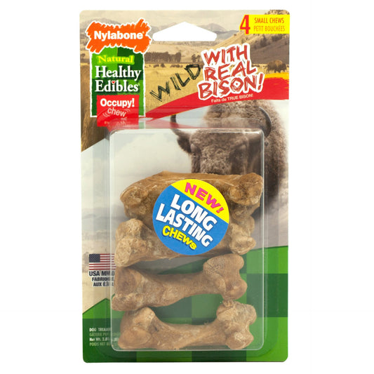 Healthy Edibles Wild Chew Treats Bison Small 4 count Nylabone 