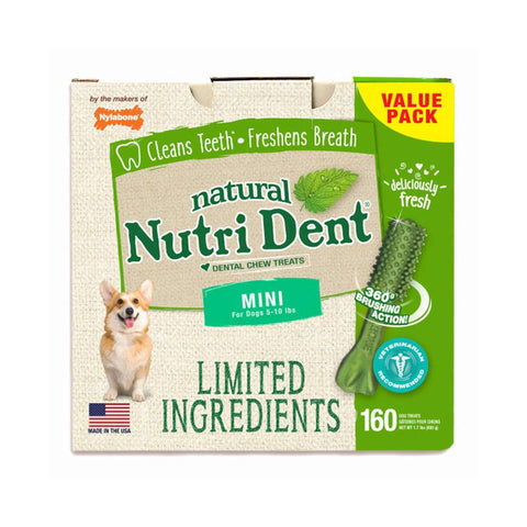 Nutri Dent Limited Ingredient Dental Chews Fresh Breath Mini 160 count Nylabone 