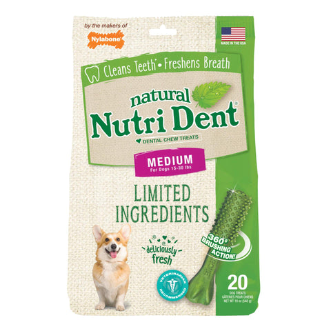 Nutri Dent Limited Ingredient Dental Chews Fresh Breath Medium 20 count Nylabone 