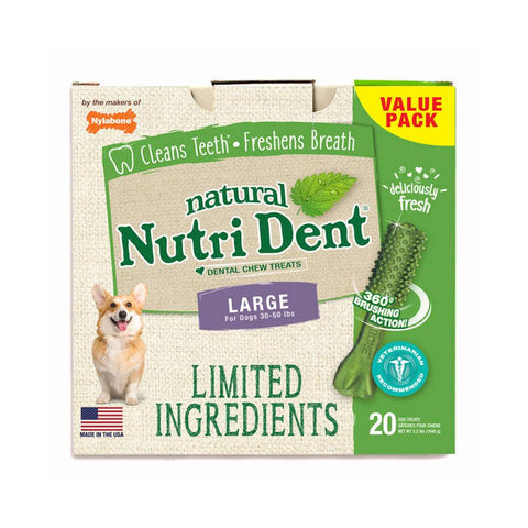 Nutri Dent Limited Ingredient Dental Chews Fresh Breath Large 20 count Nylabone 