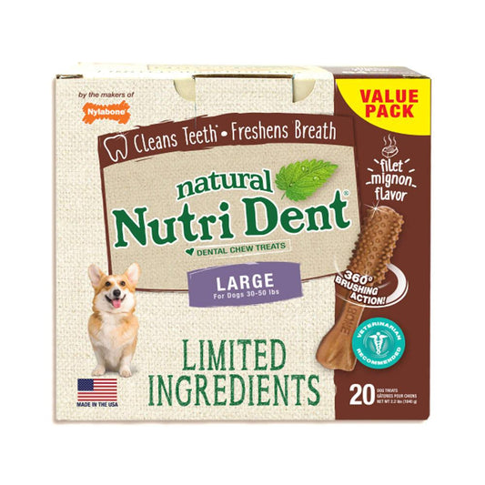 Nutri Dent Limited Ingredient Dental Chews Filet Mignon Large 20 count Nylabone 