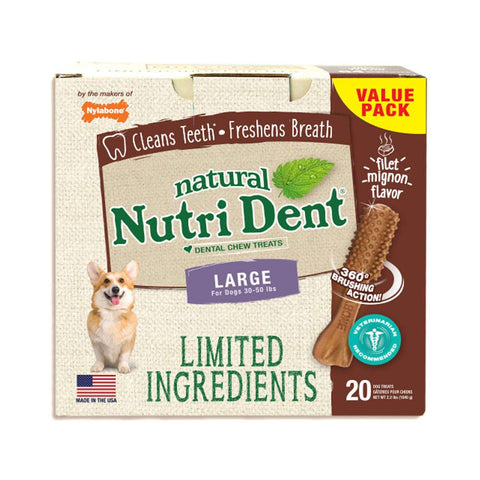 Nutri Dent Limited Ingredient Dental Chews Filet Mignon Large 20 count Nylabone 