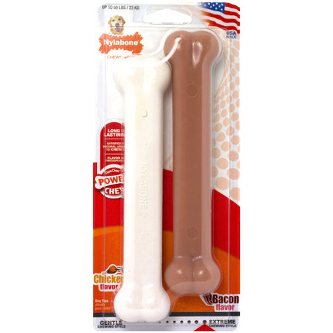 Heavy Duty Bacon and Chicken Dog Bone Toys - 2 pack InfiniteWags 