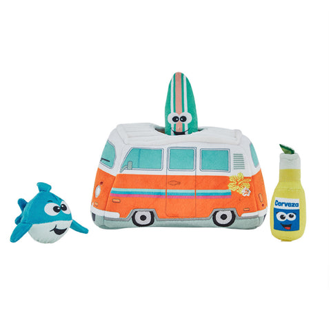 Hide A Surf Van Dog Toy - Outward Hound Hide A Surf Van Plush Dog Toy InfiniteWags 