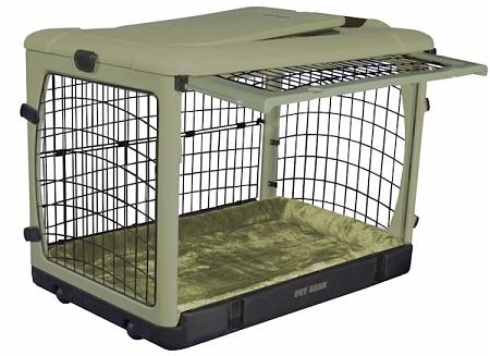 Indoor Outdoor Collapsible Crate with Bolster - Pet Gear Deluxe Steel Dog Crate with Bolster Pad Dog Crates Pet Gear Small - 27" L x 18.25" W x 21.75" H 
