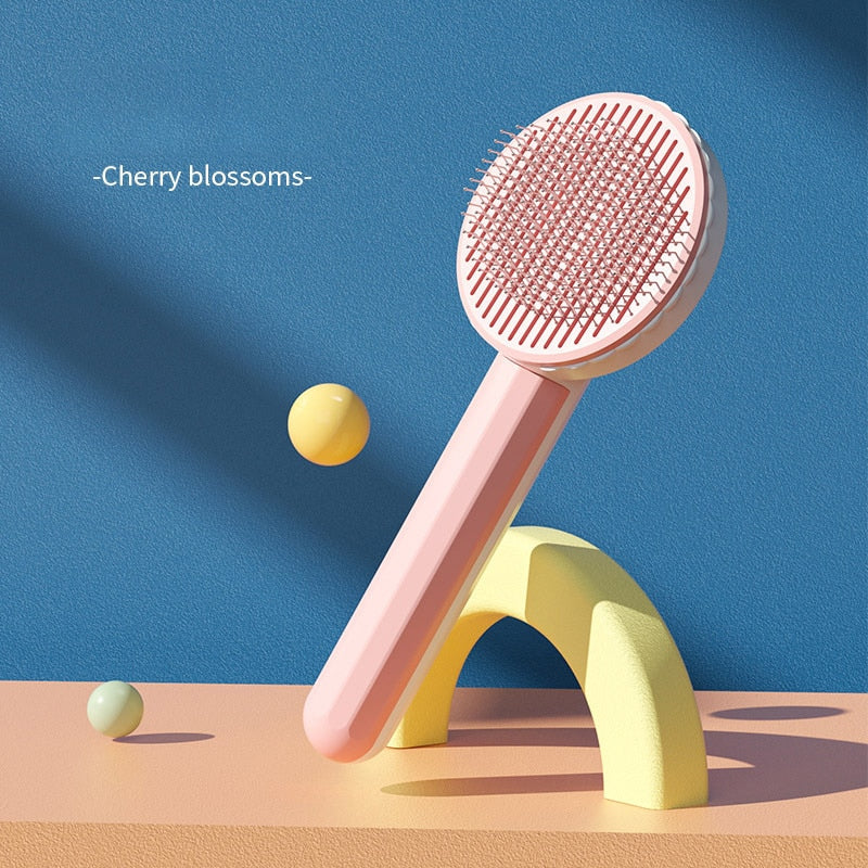 Self Cleaning Cat Brush - Pet Grooming Tool - Cat Accessories 0 InfiniteWags Pink 