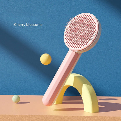 Self Cleaning Cat Brush - Pet Grooming Tool - Cat Accessories 0 InfiniteWags Pink 