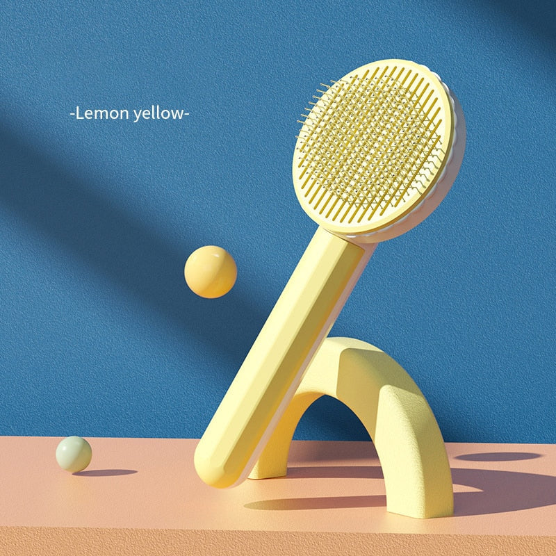 Self Cleaning Cat Brush - Pet Grooming Tool - Cat Accessories 0 InfiniteWags Yellow 