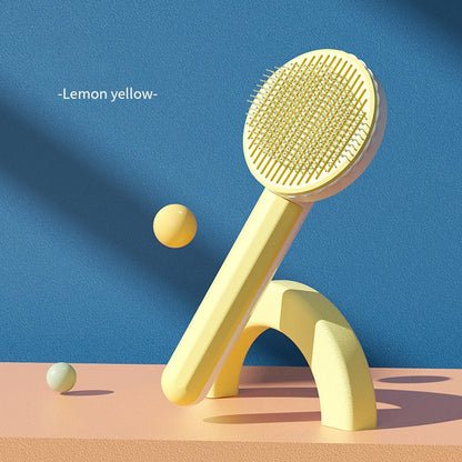 Self Cleaning Cat Brush - Pet Grooming Tool - Cat Accessories 0 InfiniteWags Yellow 