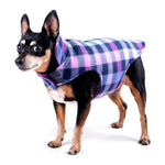 Purple Reversible Dog Sweater - The Worthy Dog Purple Check Fargo Fleece Reversible Jacket Dog Sweaters TheWorthyDog 