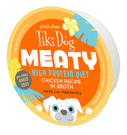 Chicken Wet Dog Food - Tiki Dog Meaty High Protein Diet Chicken Recipe in Broth Grain-Free Wet Dog Food, 3-oz cup, case of 8 Dog Food The Honest Kitchen 