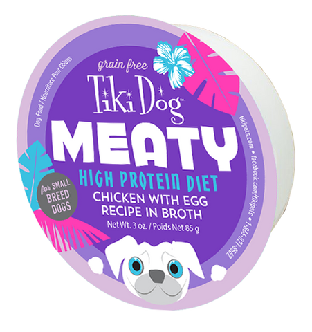 Chicken with Egg Wet Dog Food - Tiki Dog Meaty High Protein Diet Chicken with Egg Recipe in Broth Grain-Free Wet Dog Food, 3-oz cup, case of 8 Dog Food The Honest Kitchen 