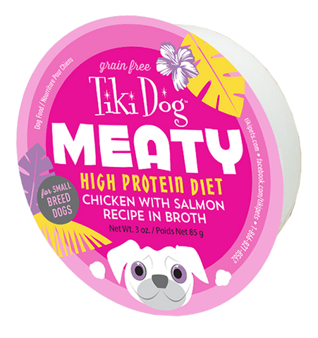 Chicken with Salmon Wet Dog Food - Tiki Dog Meaty High Protein Diet Chicken with Salmon Recipe in Broth Grain-Free Wet Dog Food, 3-oz cup, case of 8 Dog Food The Honest Kitchen 