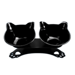 Elevated Cat Food and Water Bowls InfiniteWags Black Bowls with Black Stand 