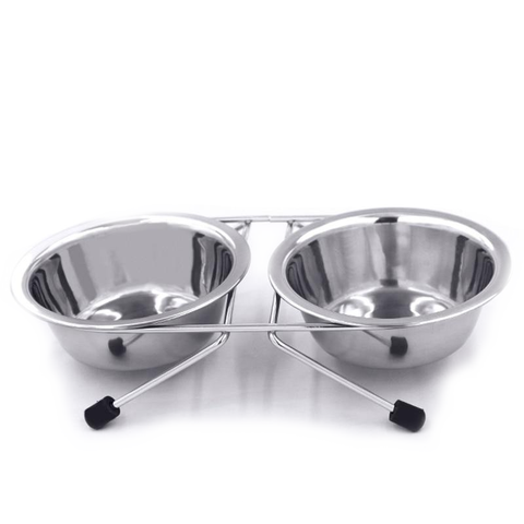 Raised Stainless Steel Dog Bowls - Anti-skid Pet Bowls InfiniteWags L - Diameter 17cm 