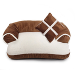 Plush Dog Sofa - Soft Pet Bed - Anti Anxiety InfiniteWags Brown S 