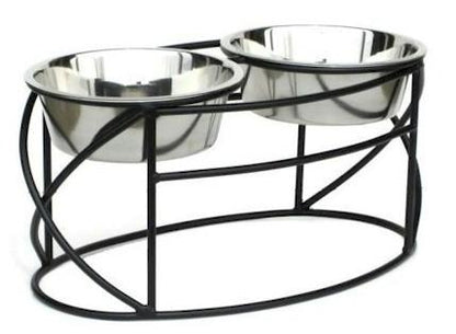 Oval Cross Double Raised Feeder Pet Feeders PetsStop 