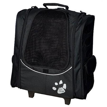 Roller Backpack Pet Carrier for pets up to 15 lbs - Pet Gear I-GO2 Escort Pet Carrier Pet Carriers Pet Gear Black 