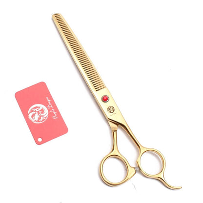 Gold Dog Grooming Scissors - 8" Stainless Seel Shears, Thinning Shears, Curved Shears, Comb InfiniteWags 