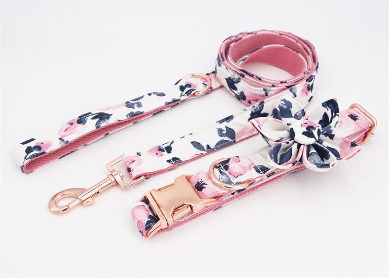Pink Floral Rose Collar and Leash Set InfiniteWags 