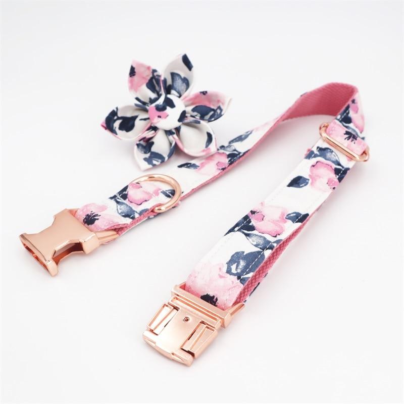 Pink Floral Rose Collar and Leash Set InfiniteWags 