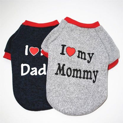 I Heart My Mommy, I Heart My Daddy Dog Sweater InfiniteWags 