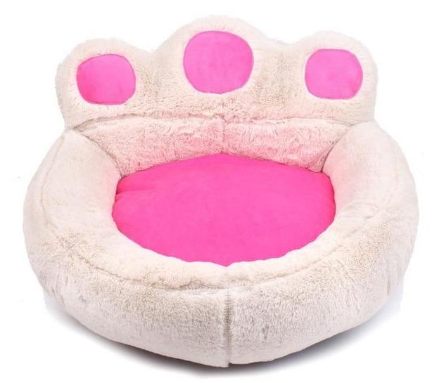 Paw Shape Pet Bed - Soft Fleece - Plush Lounger InfiniteWags Beige Large 