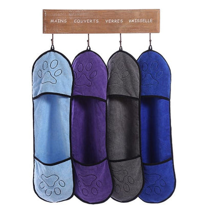 Dog Towel with Hand Pockets - Super Absorbent Microfiber InfiniteWags 