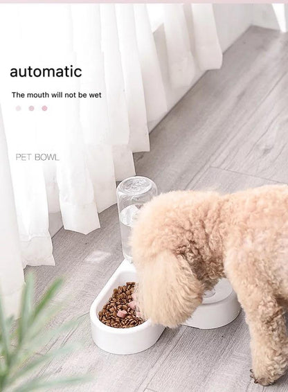 Corner Pet Food Bowl with Self filling water bowl InfiniteWags 