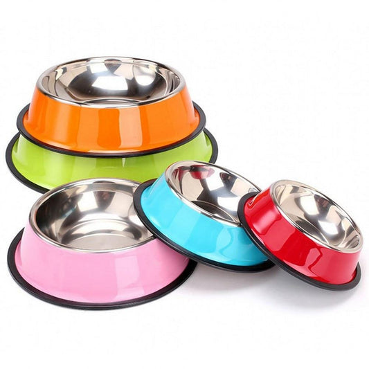 Colorful Stainless Steel Dog Bowls - Anti-slip InfiniteWags 