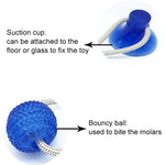Dog Suction Cup Ball, Tug Toy - Adheres to floor or wall - Interactive Chew Toy InfiniteWags 