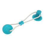 Dog Suction Cup Ball, Tug Toy - Adheres to floor or wall - Interactive Chew Toy InfiniteWags Light blue 