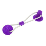 Dog Suction Cup Ball, Tug Toy - Adheres to floor or wall - Interactive Chew Toy InfiniteWags Purple 