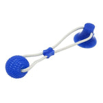 Dog Suction Cup Ball, Tug Toy - Adheres to floor or wall - Interactive Chew Toy InfiniteWags Blue 