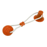 Dog Suction Cup Ball, Tug Toy - Adheres to floor or wall - Interactive Chew Toy InfiniteWags Orange 