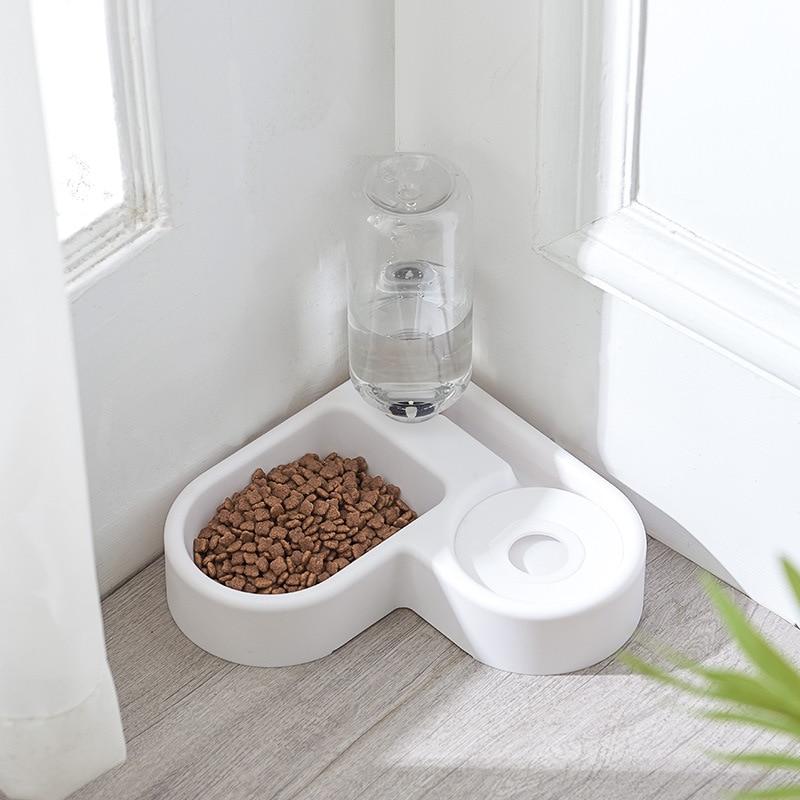 Corner Pet Food Bowl with Self filling water bowl InfiniteWags 