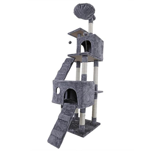 Cat Climbing Tree - 68" - Cat Condo InfiniteWags Gray - Large 
