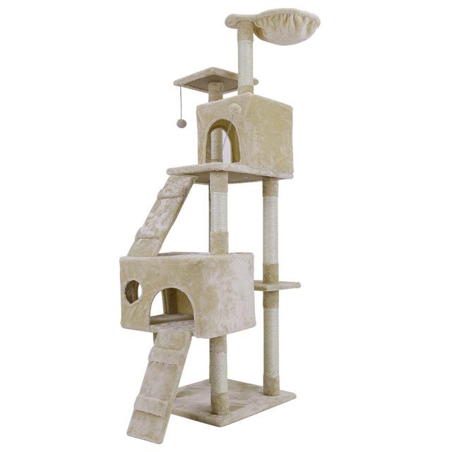 Cat Climbing Tree - 68" - Cat Condo InfiniteWags Beige - Large 