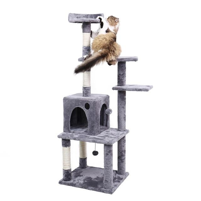 Cat Climbing Tree - 68" - Cat Condo InfiniteWags Gray - Medium 