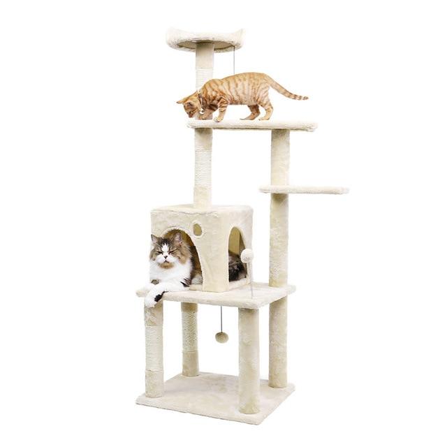 Cat Climbing Tree - 68" - Cat Condo InfiniteWags Beige - Medium 