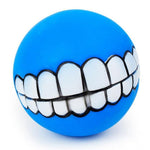 Grinning Dog Ball - Funny Smile Dog Toy - Squeaky InfiniteWags Blue 