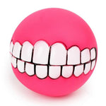 Grinning Dog Ball - Funny Smile Dog Toy - Squeaky InfiniteWags Rose Red 
