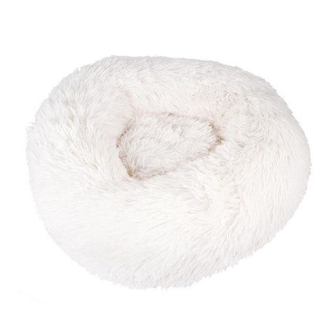 Circular Plush Dog Bed - Ultra Soft - Cozy donut shape InfiniteWags White S 