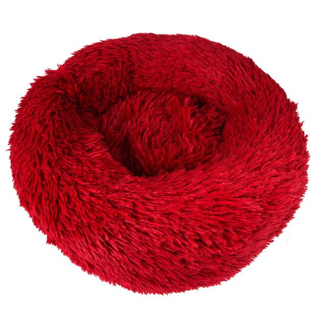 Circular Plush Dog Bed - Ultra Soft - Cozy donut shape InfiniteWags Red S 