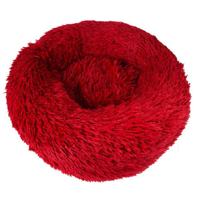 Circular Plush Dog Bed - Ultra Soft - Cozy donut shape InfiniteWags Red S 