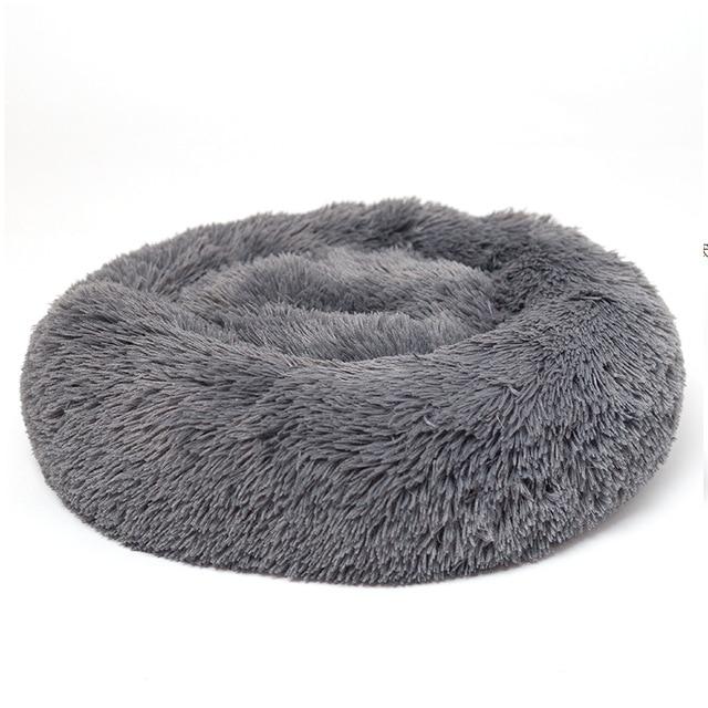 Circular Plush Dog Bed - Ultra Soft - Cozy donut shape InfiniteWags Dark Gray S 