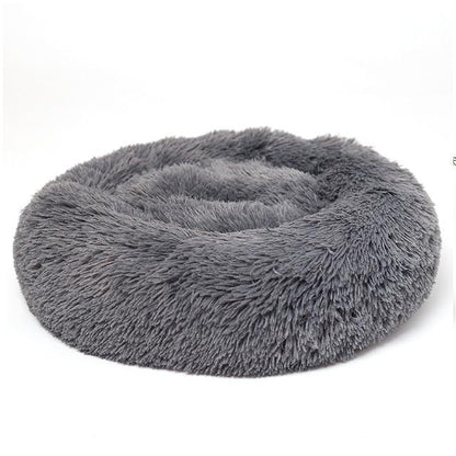 Circular Plush Dog Bed - Ultra Soft - Cozy donut shape InfiniteWags Dark Gray S 
