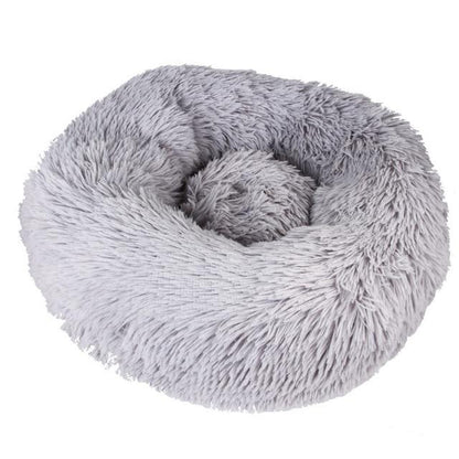 Circular Plush Dog Bed - Ultra Soft - Cozy donut shape InfiniteWags Gray S 
