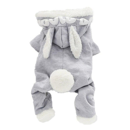 Hooded Bunny Ear Dog Sweater - One Piece InfiniteWags Grey S 